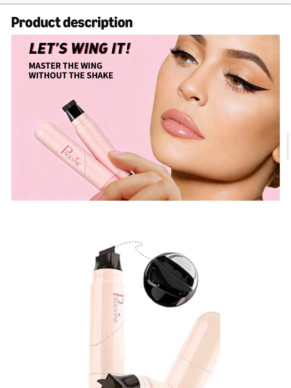 Dual-Ended Pink Eye Makeup Stamp - Left & Right Cat Eye Stamps